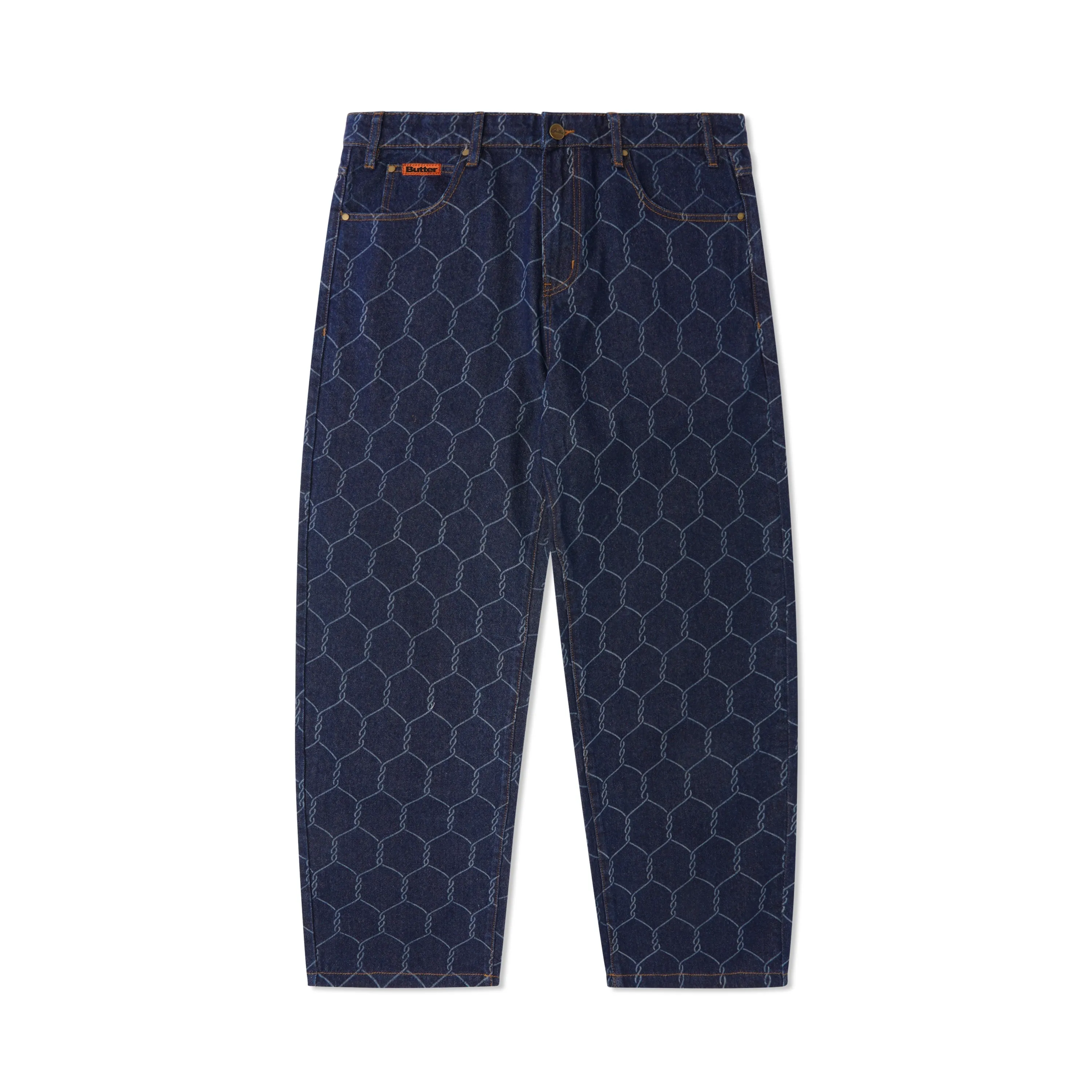 Chain Link Denim Jeans, Dark Indigo