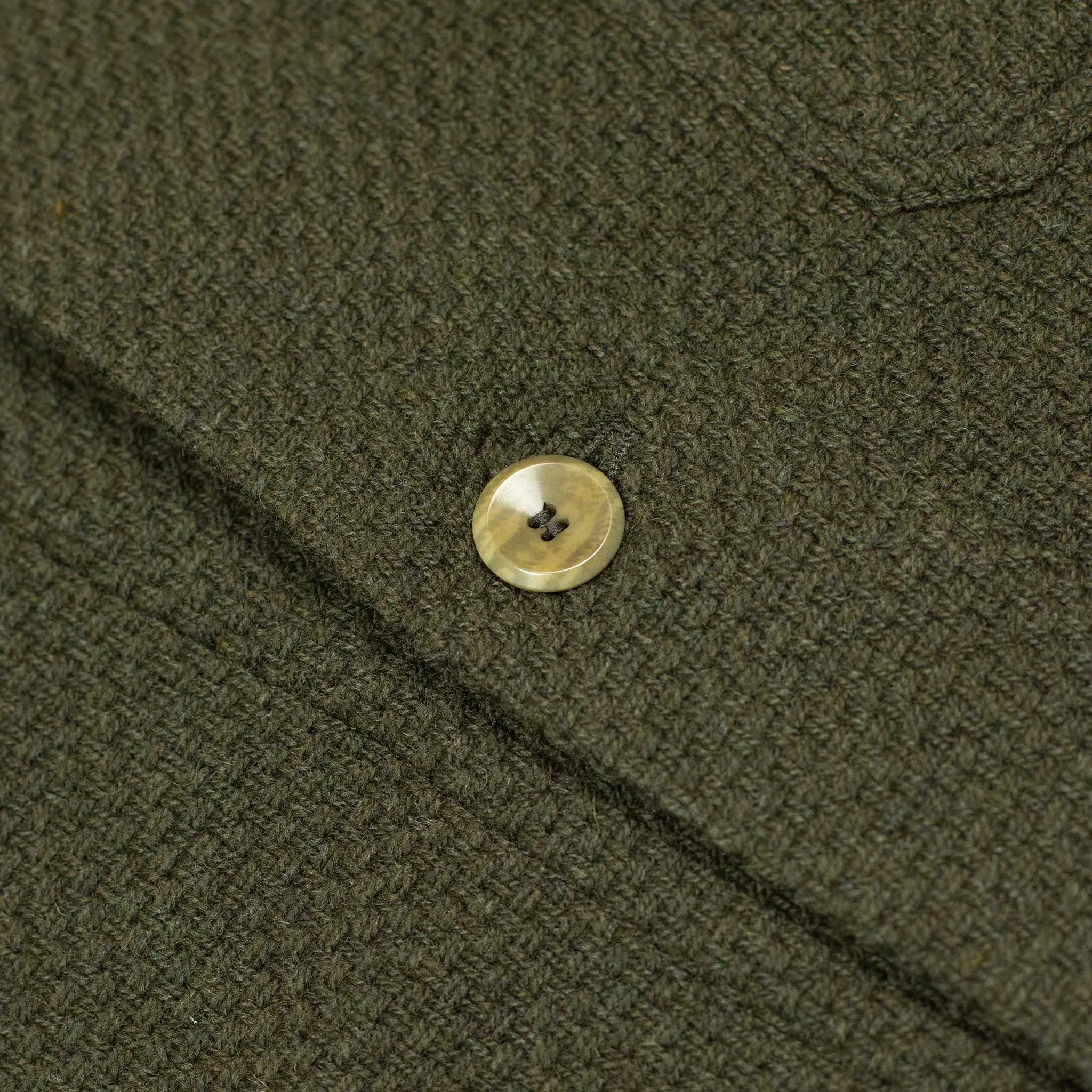 Chore coat in moss green crosshatch wool