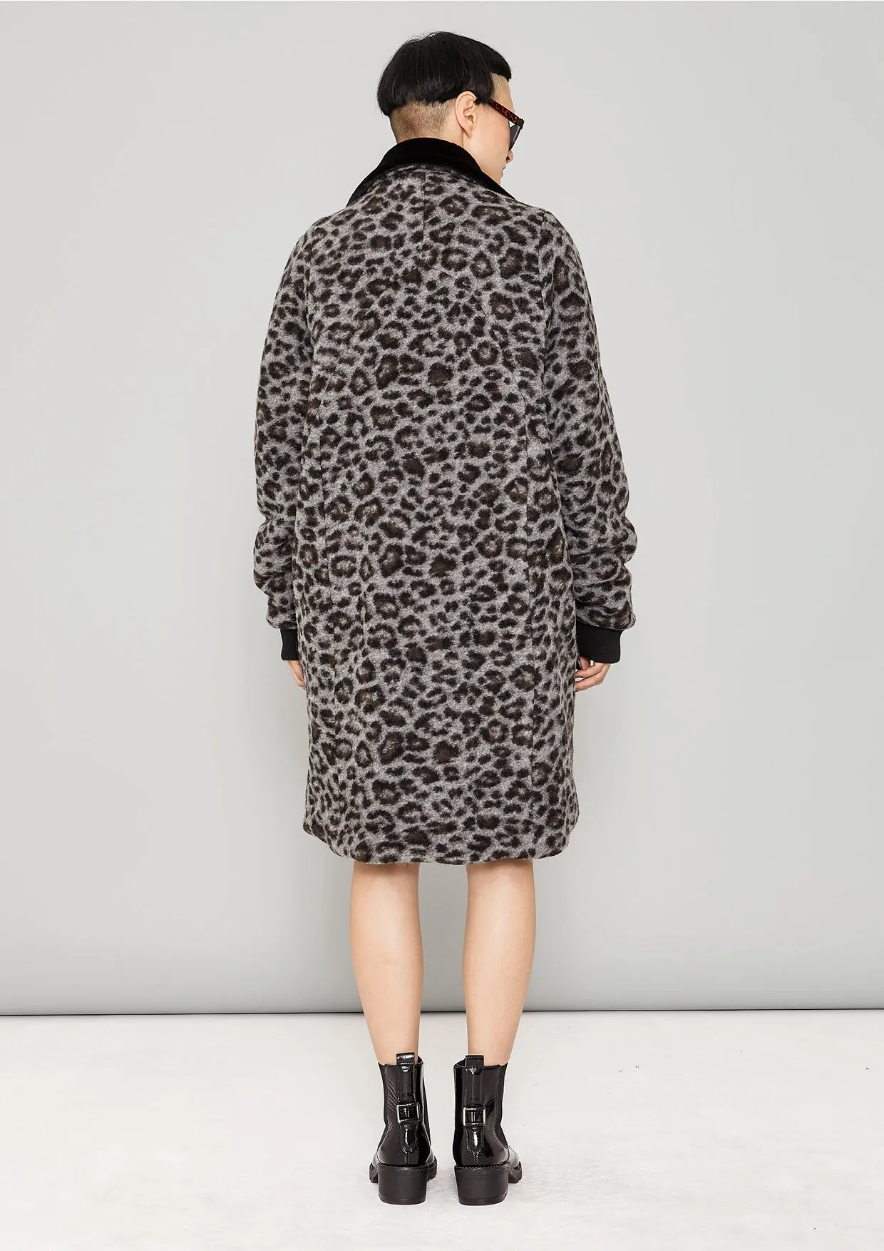 COAT FUR LINING - WOOL COATING animal print