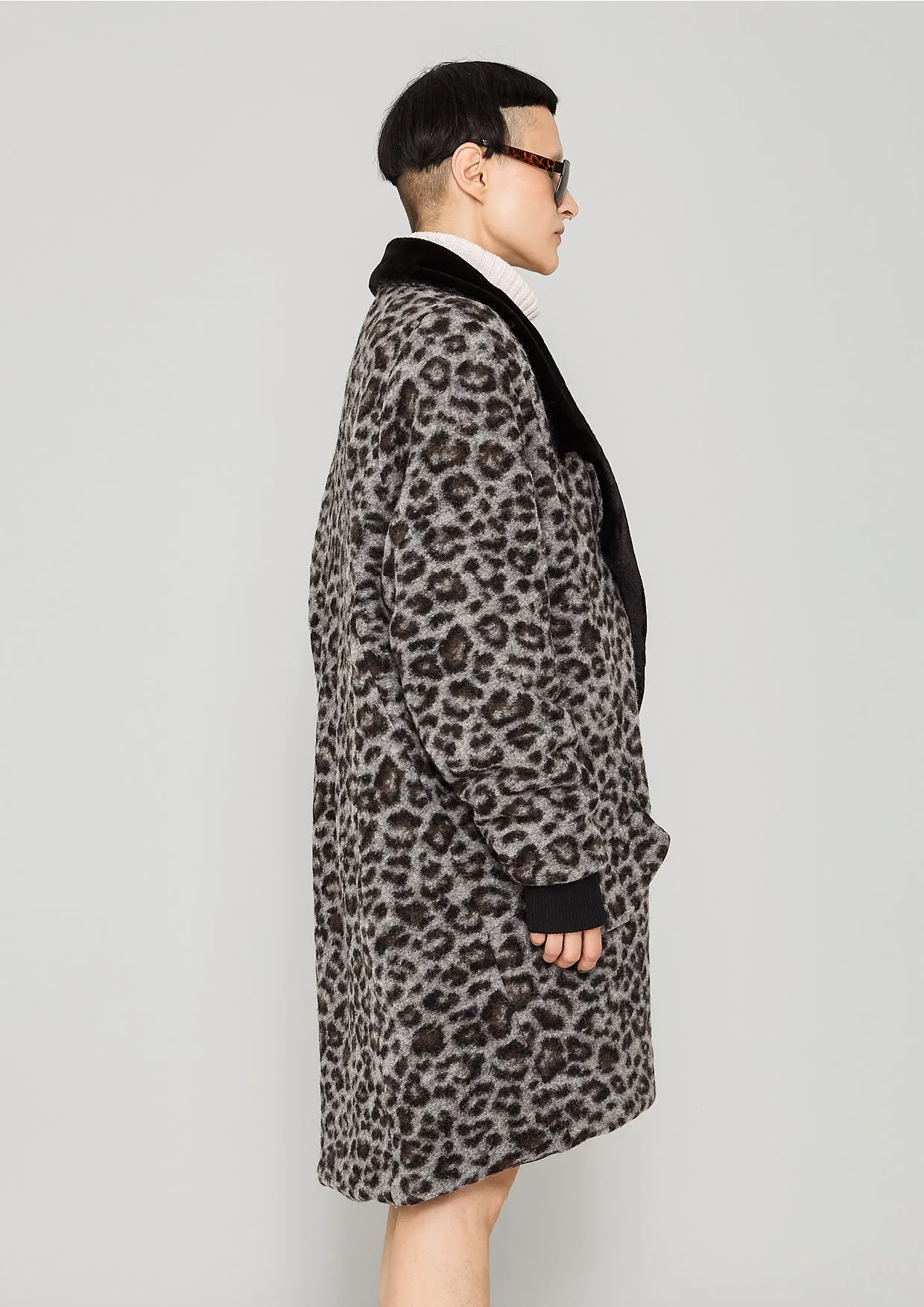 COAT FUR LINING - WOOL COATING animal print