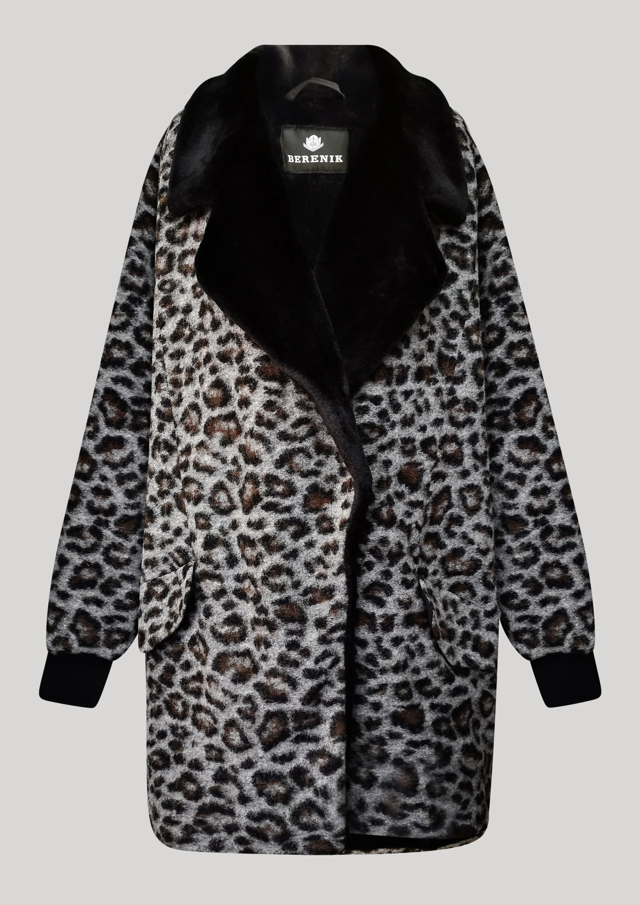 COAT FUR LINING - WOOL COATING animal print