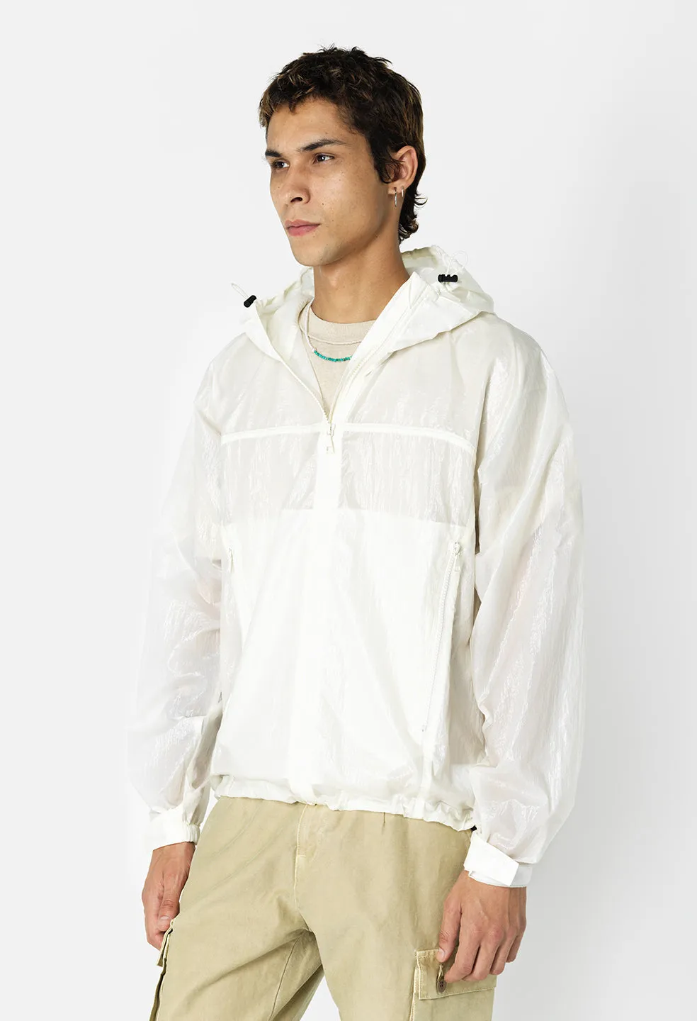 Coated Nylon Anorak / White