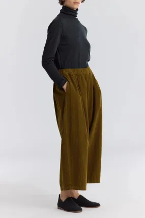 Corduroy Wide Pants, Dark Olive