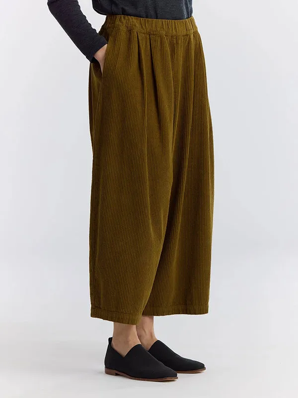 Corduroy Wide Pants - Olive