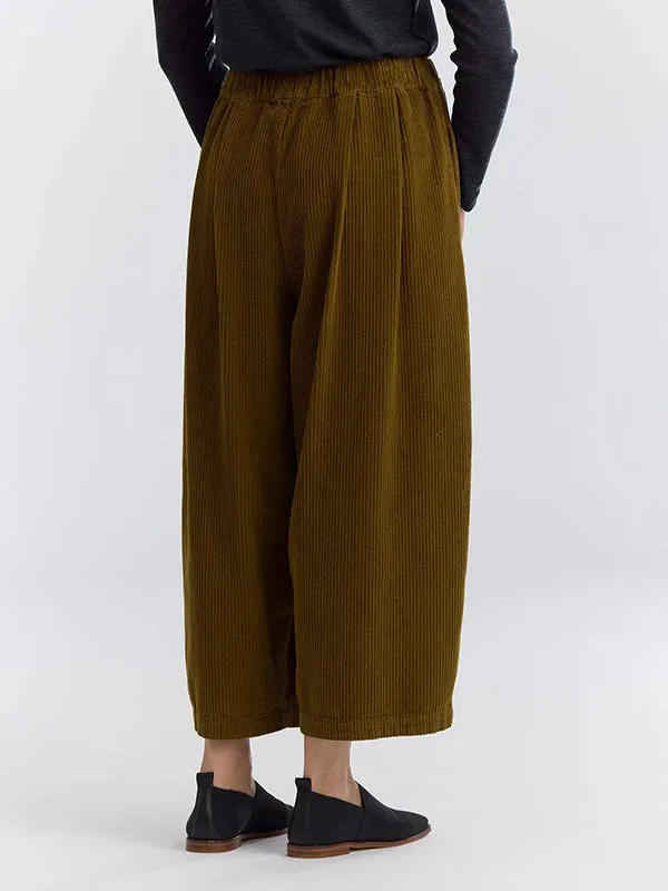 Corduroy Wide Pants - Olive