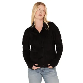 Cruel Denim® Ladies Black Fringed Trucker Jacket CWJ7429001