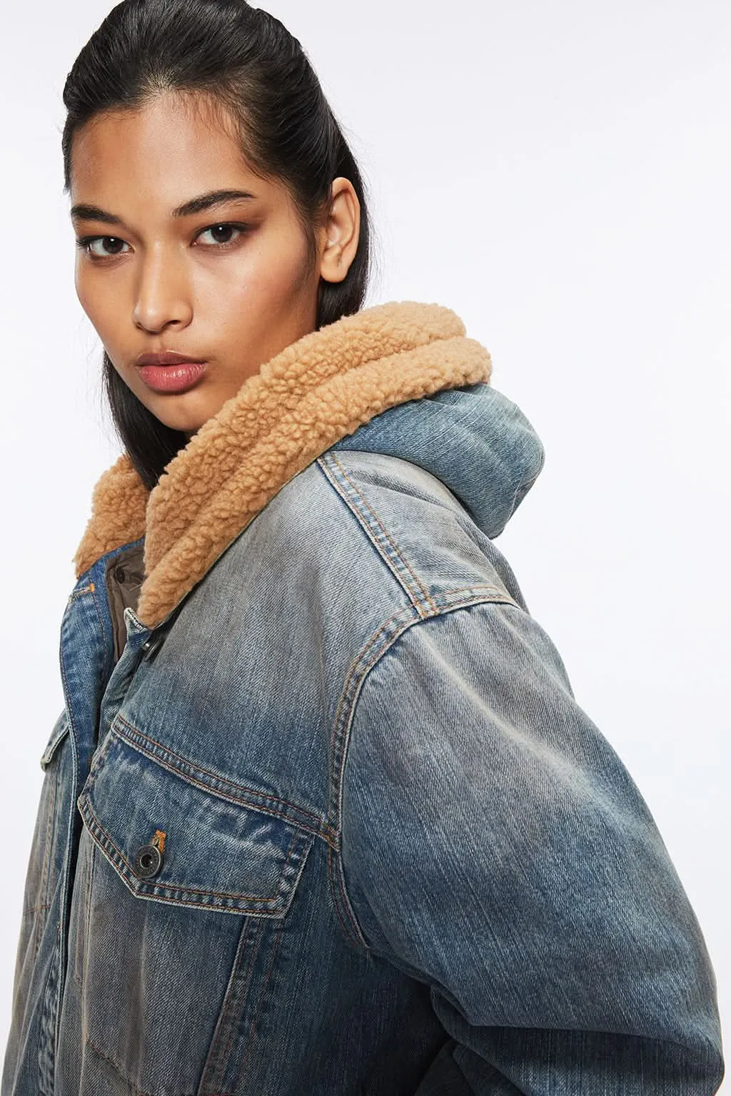 Detachable Denim Down Jacket