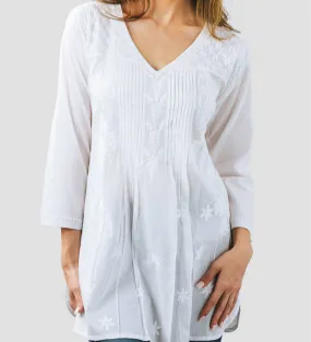 Divya Tunic with Embroidery: White