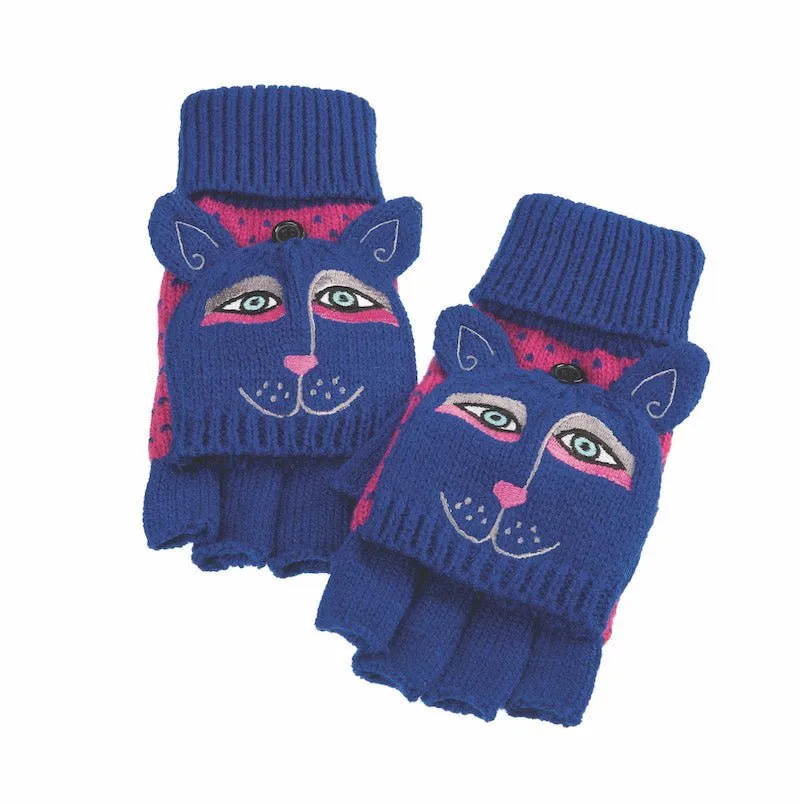 Dog Flip Mittens - Indigo