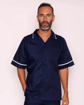 Drayford Men's Classic Healthcare Tunic - Navy / White