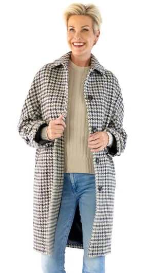 Drop Shoulder Check Coat - Black Plaid