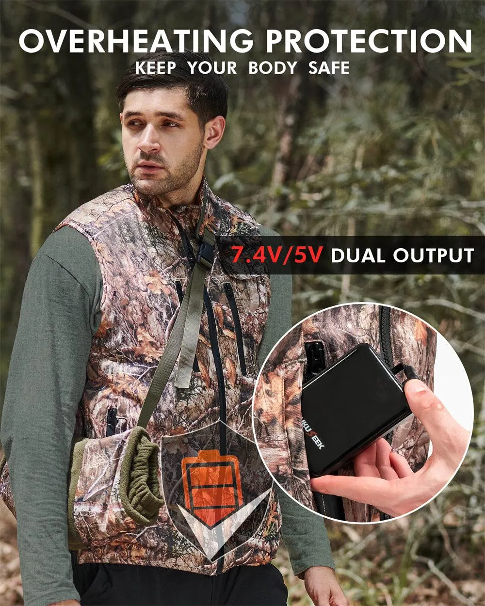 DUKUSEEK Camo Heated Vest with Heated Gloves for Hunting Hiking Outdoors