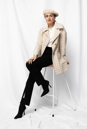 Edie Reversible Wool Coat - Plaid & Ivory