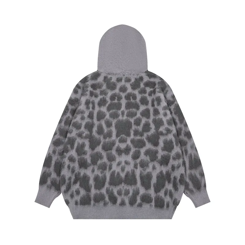 Faire Echo Lazy Style Leopard Knit Coat