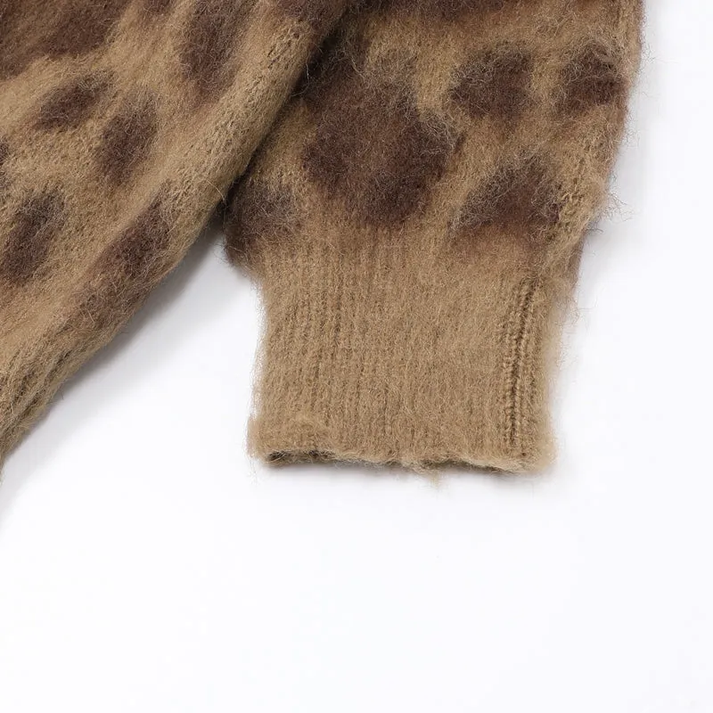 Faire Echo Lazy Style Leopard Knit Coat