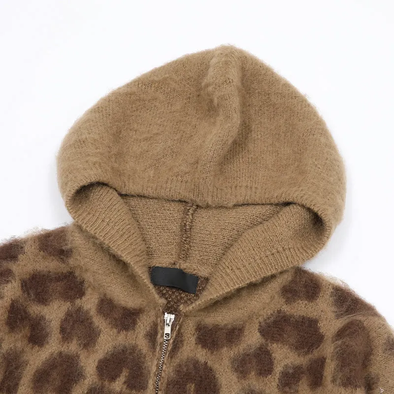 Faire Echo Lazy Style Leopard Knit Coat