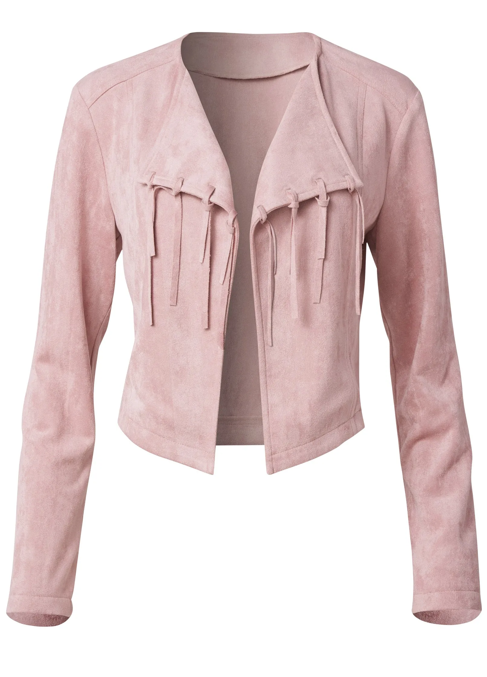 Faux Suede Waterfall Jacket - Pink