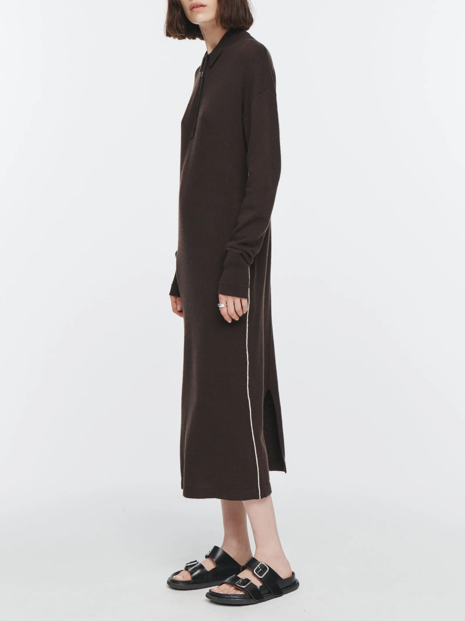 Featherweight Polo Dress in Chocolate Brown