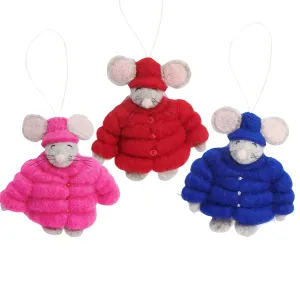 Felt Puffer Coat Mouse Ornament