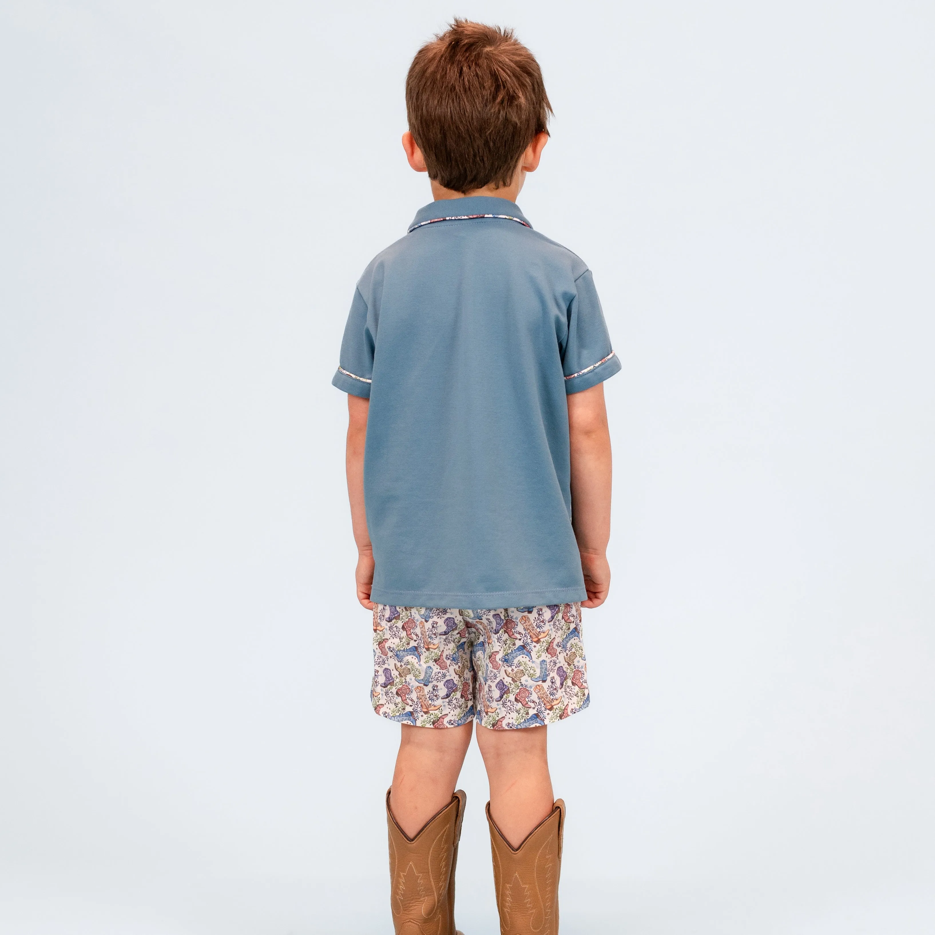 Fields Boy Polo Set - Boots Print