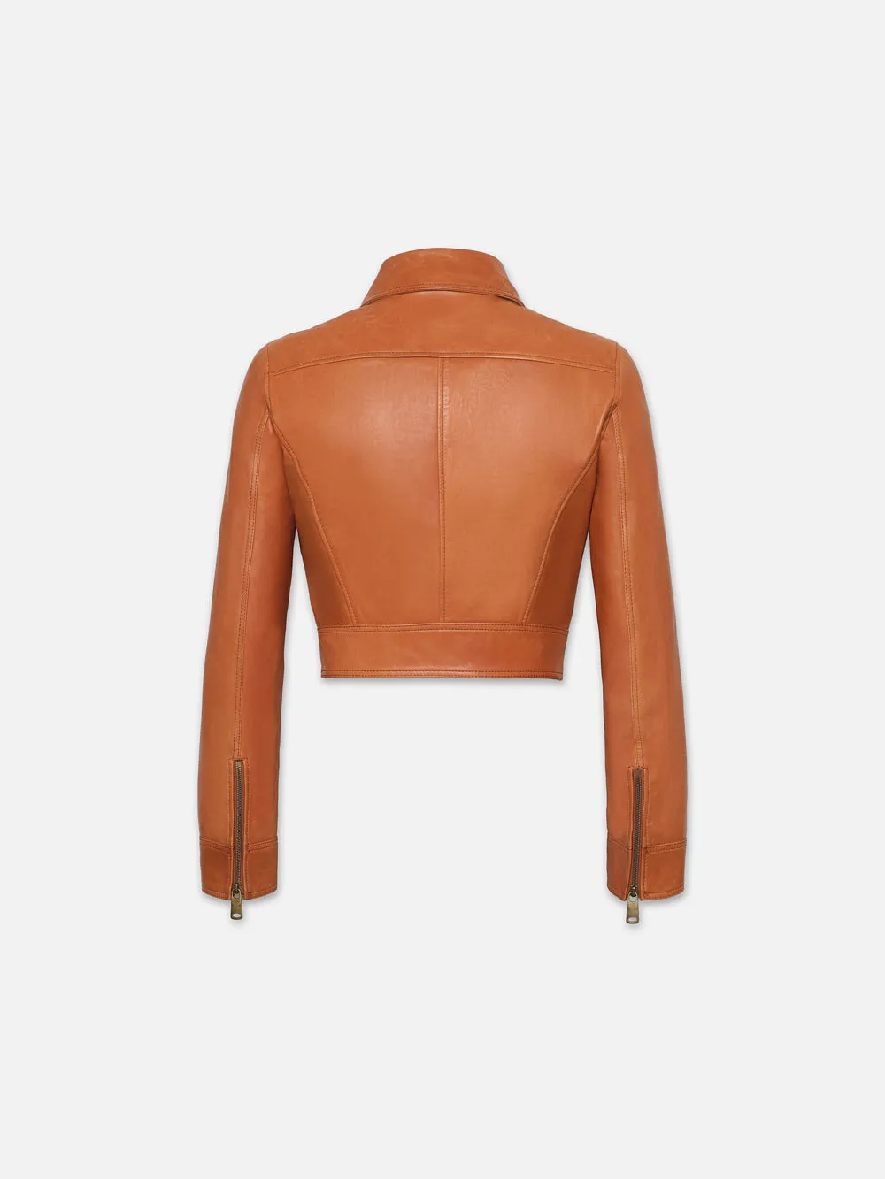 Fitted Leather Moto Jacket -- Light Whiskey