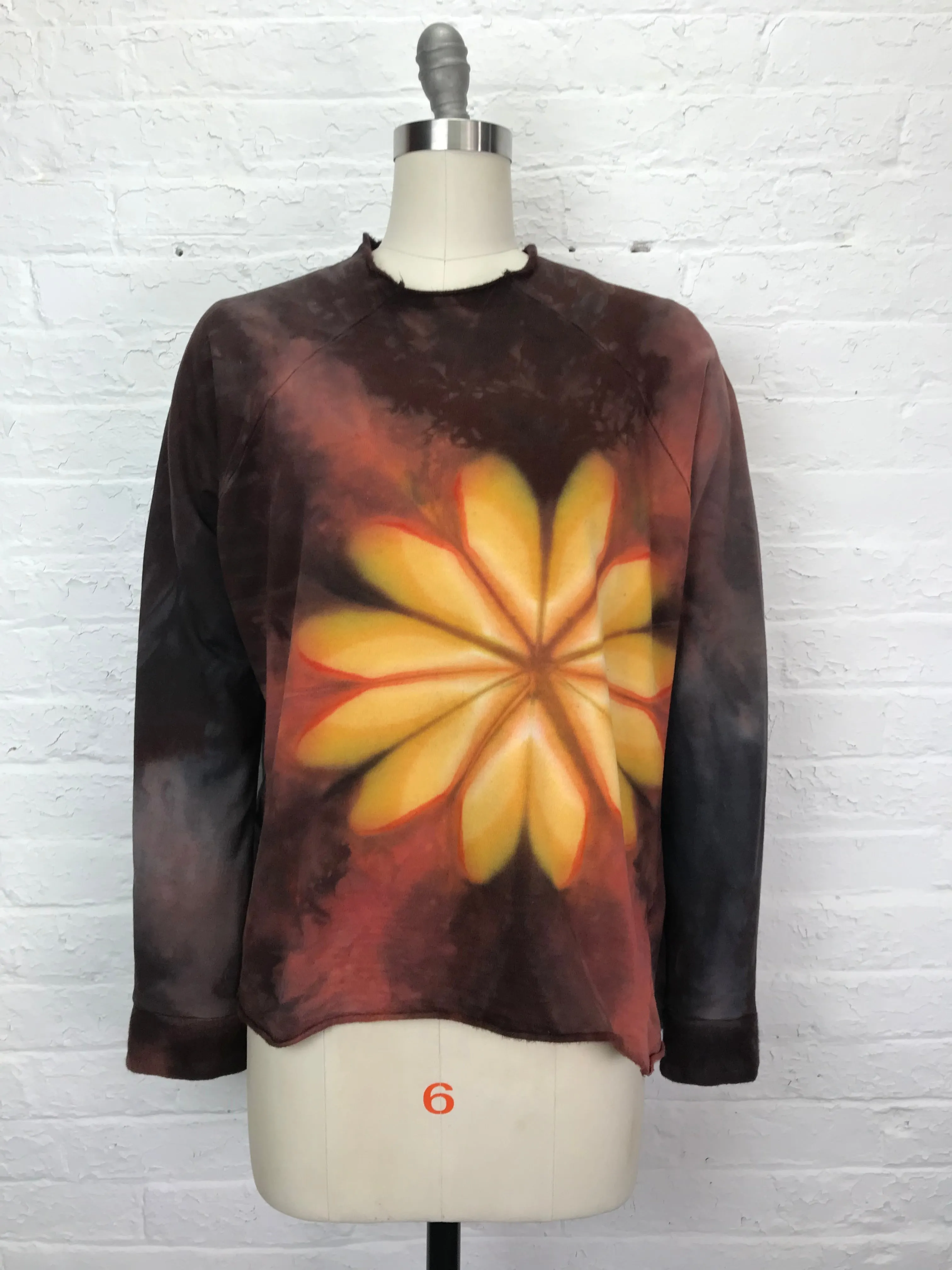 Funnel Neck Raglan Sweatshirt in Autumn Gold Blossom