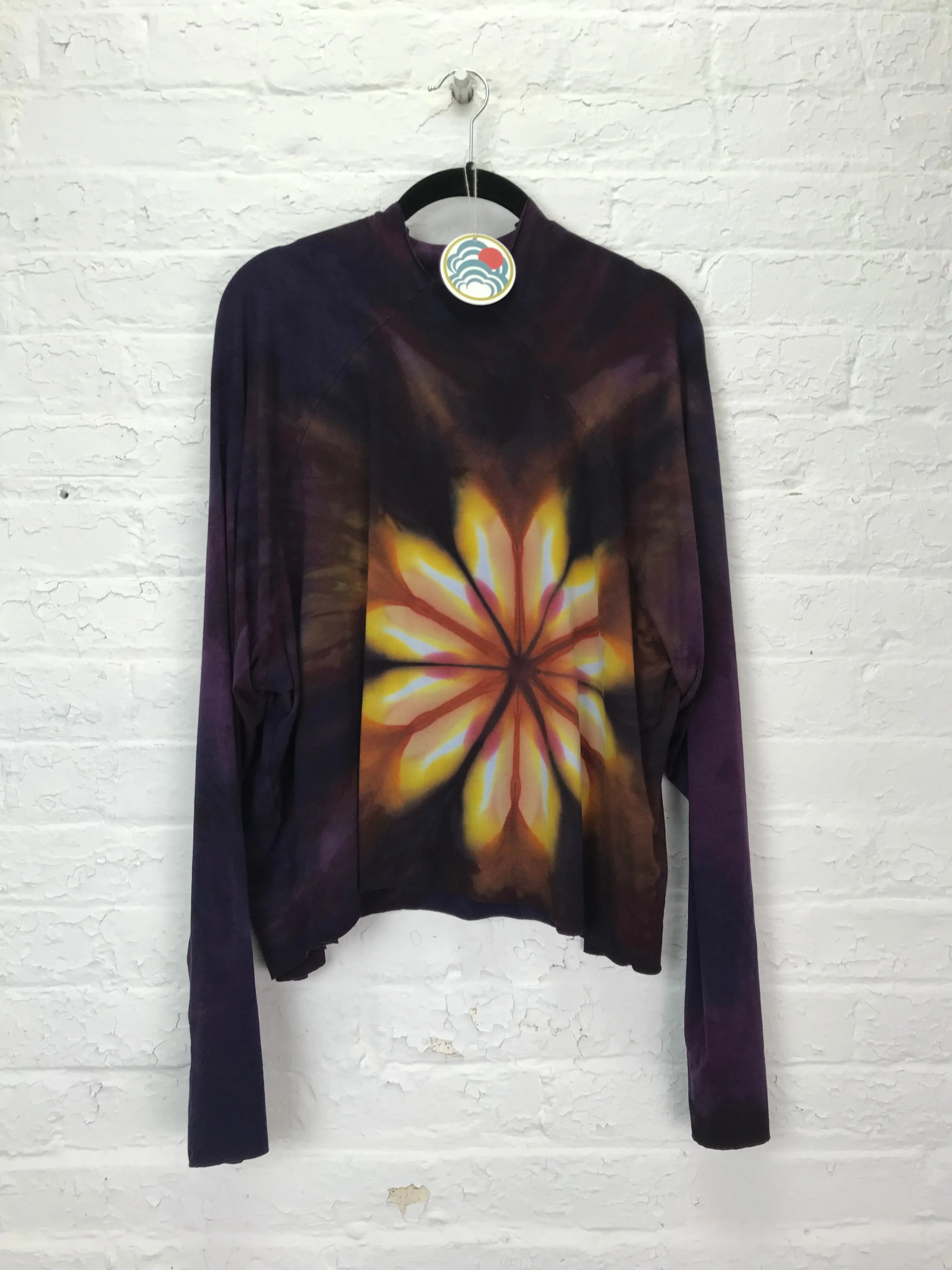 Funnel Neck Raglan Top in Flame Flower