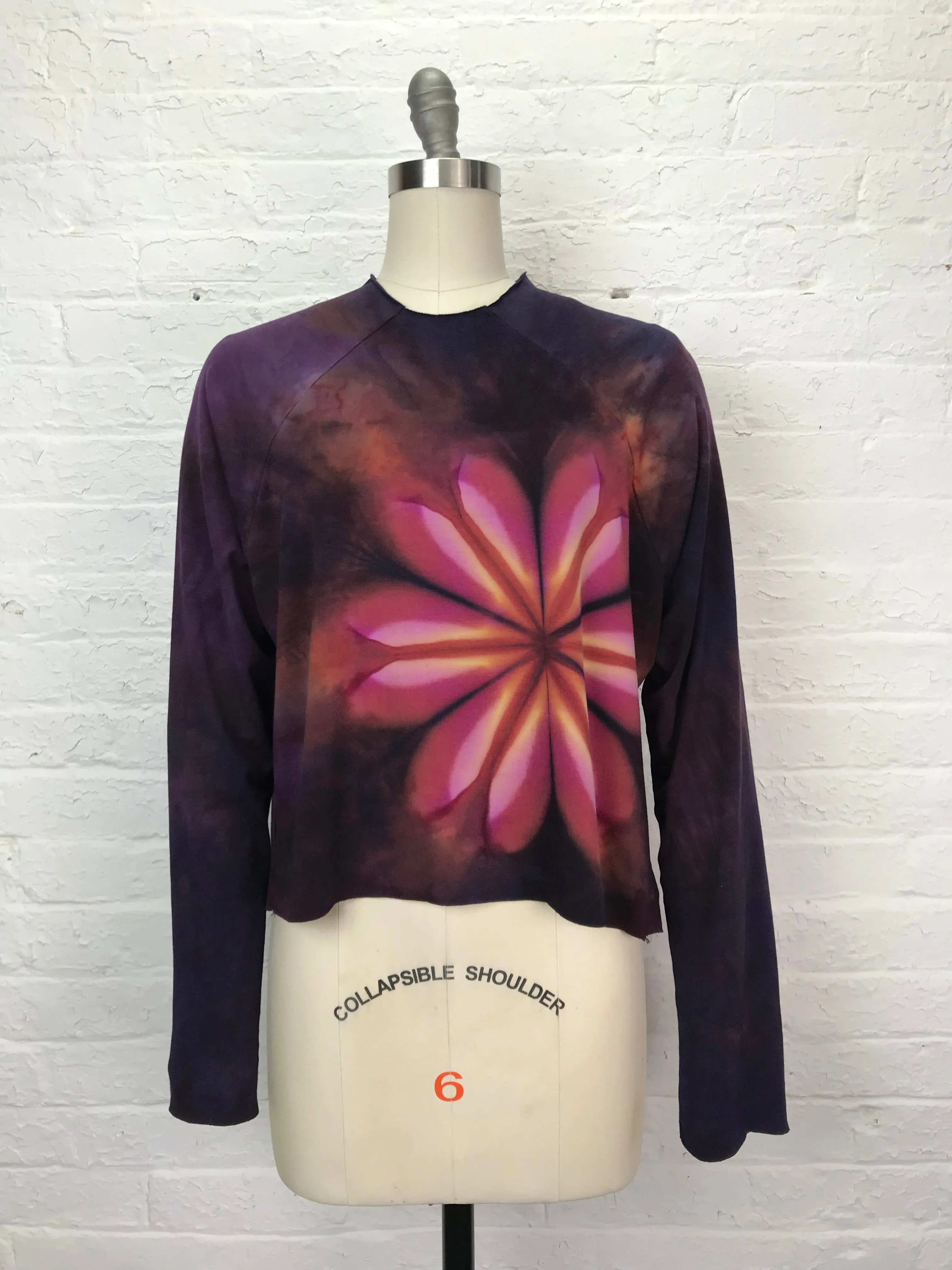 Funnel Neck Raglan Top in Flame Flower