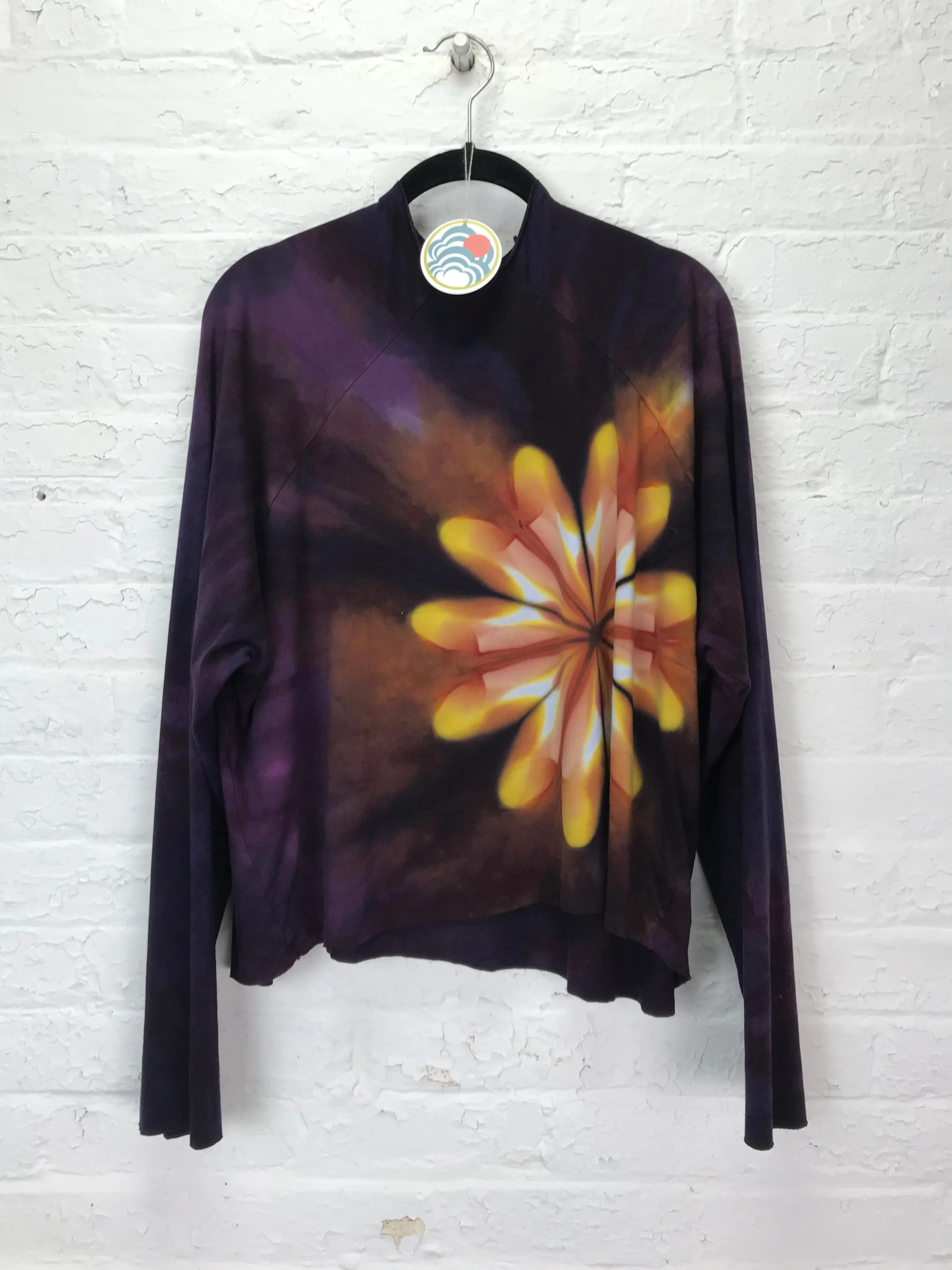 Funnel Neck Raglan Top in Flame Flower