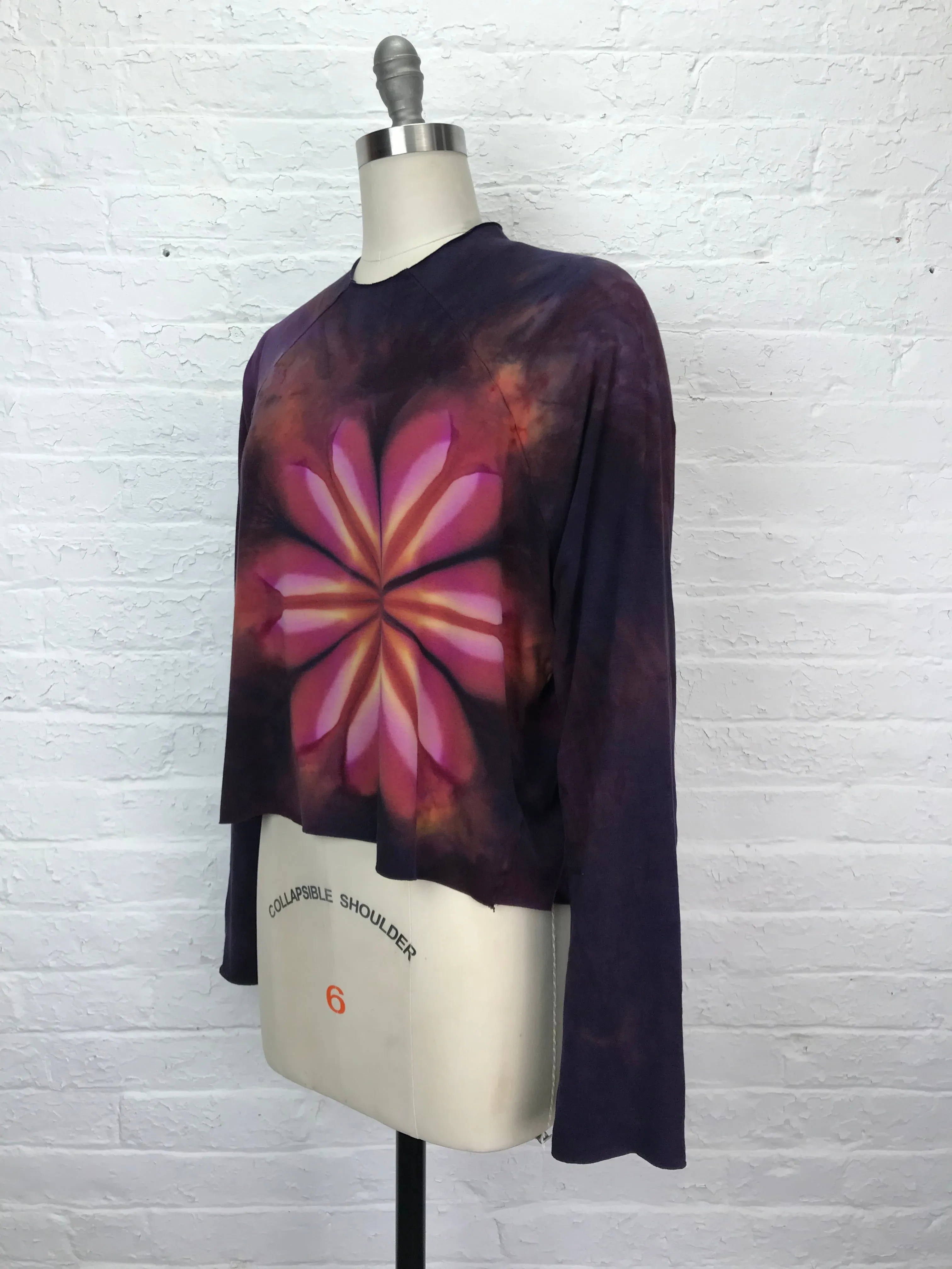 Funnel Neck Raglan Top in Flame Flower