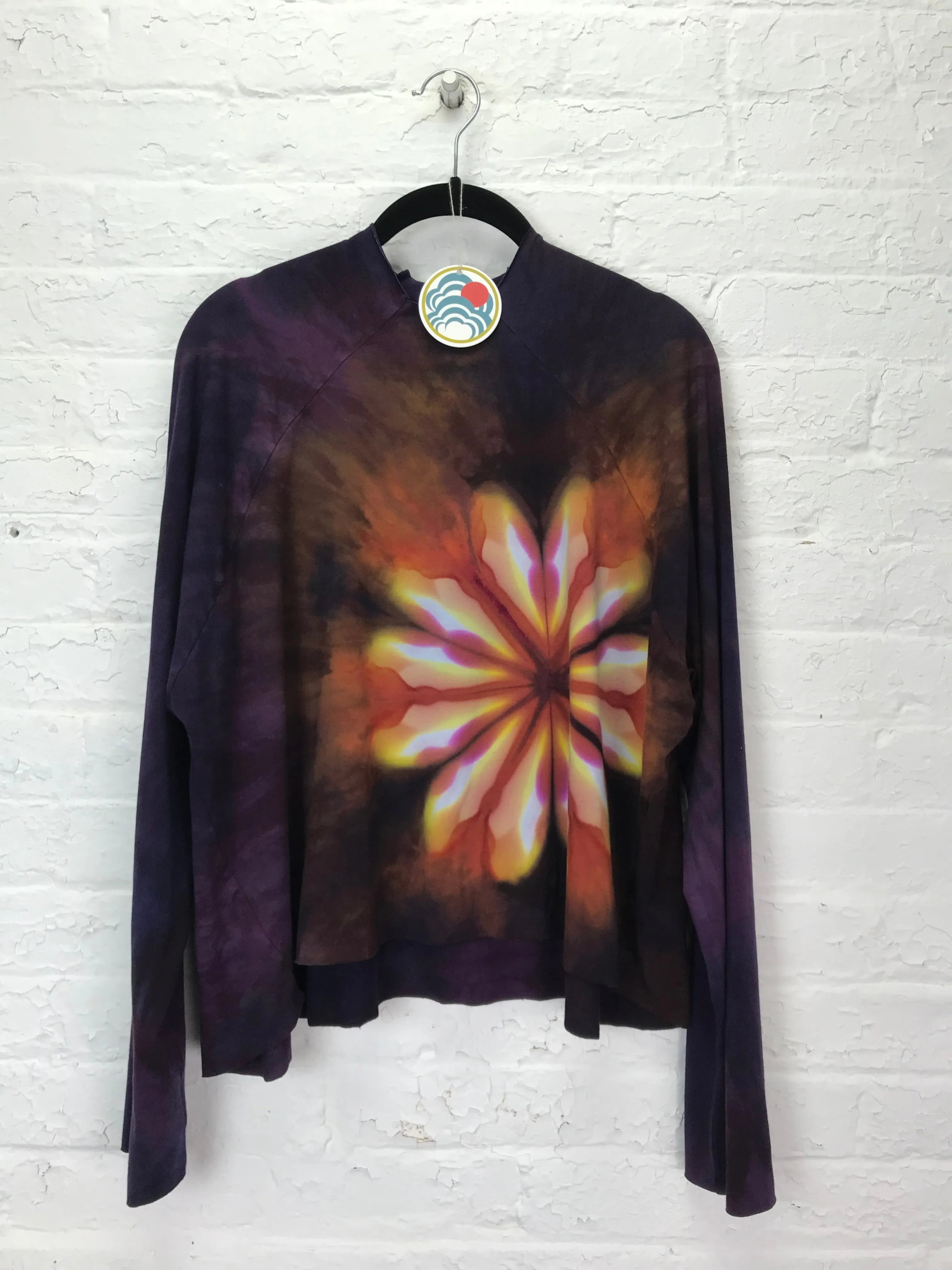 Funnel Neck Raglan Top in Flame Flower