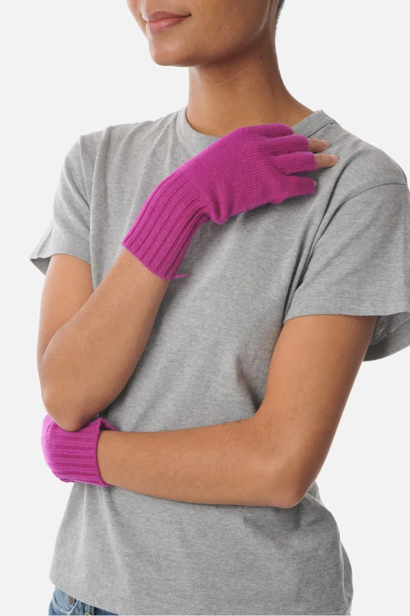 Fuschia Cashmere Fingerless Gloves