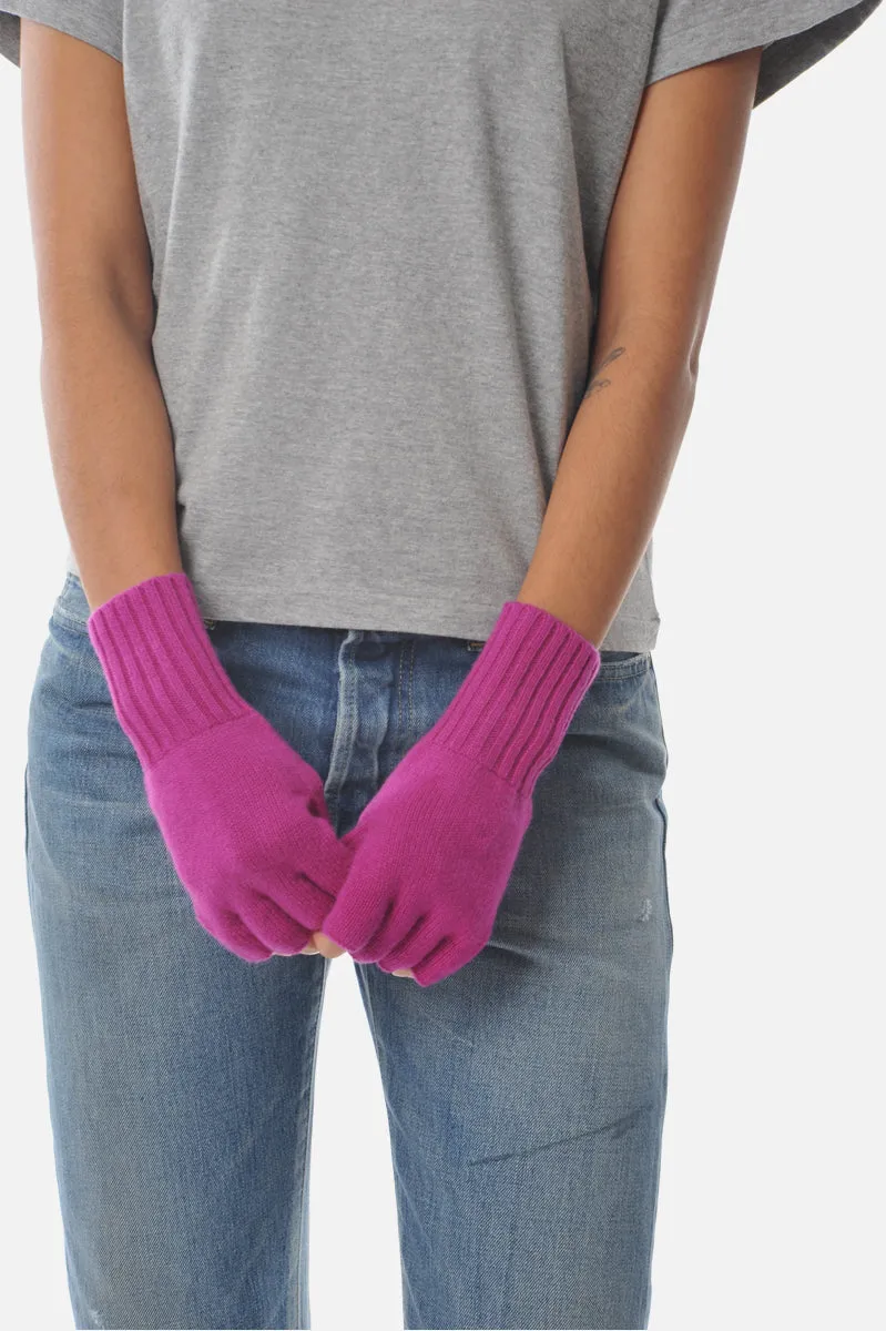 Fuschia Cashmere Fingerless Gloves