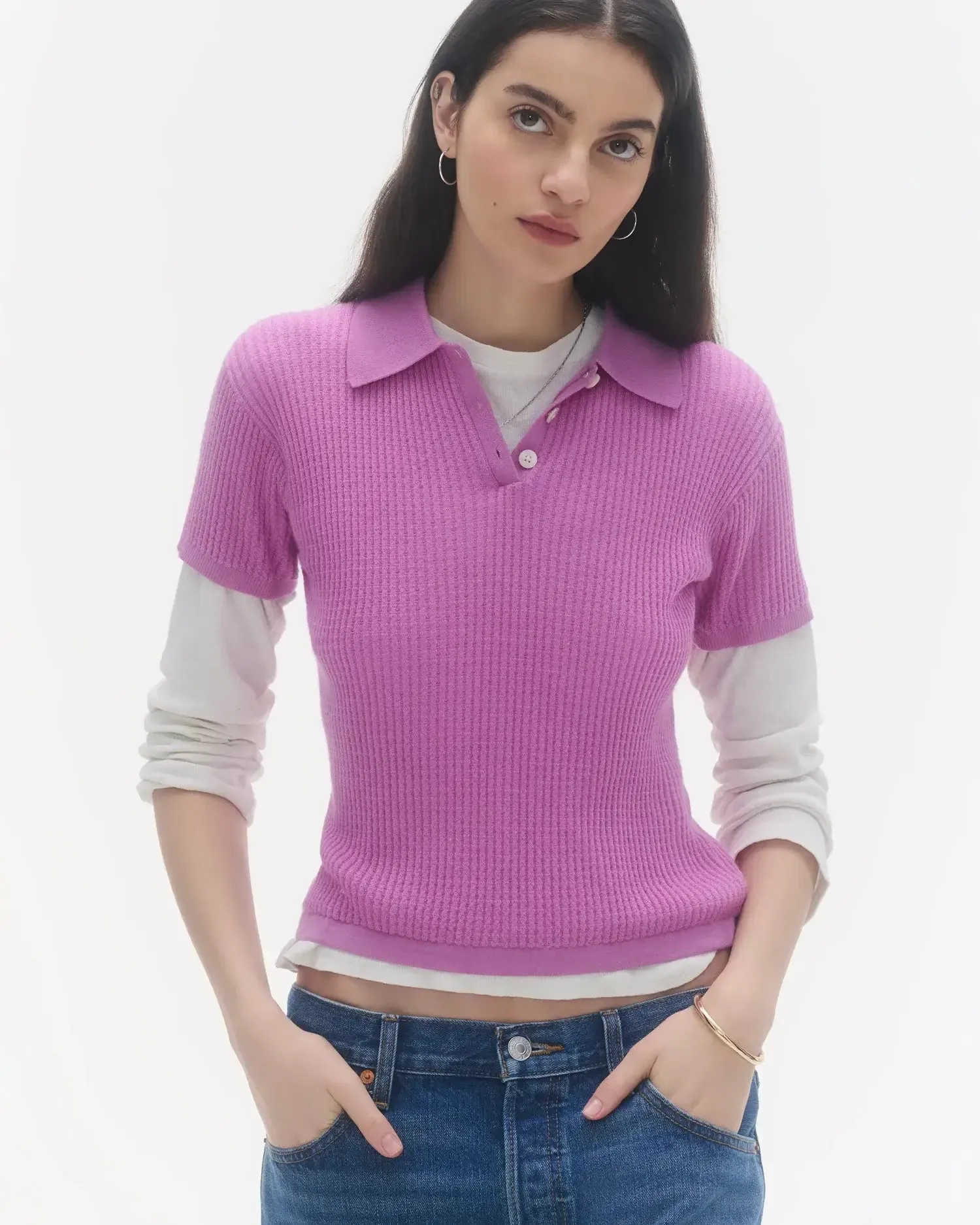 Guest In Residence - Shrunken Polo in Fuschia