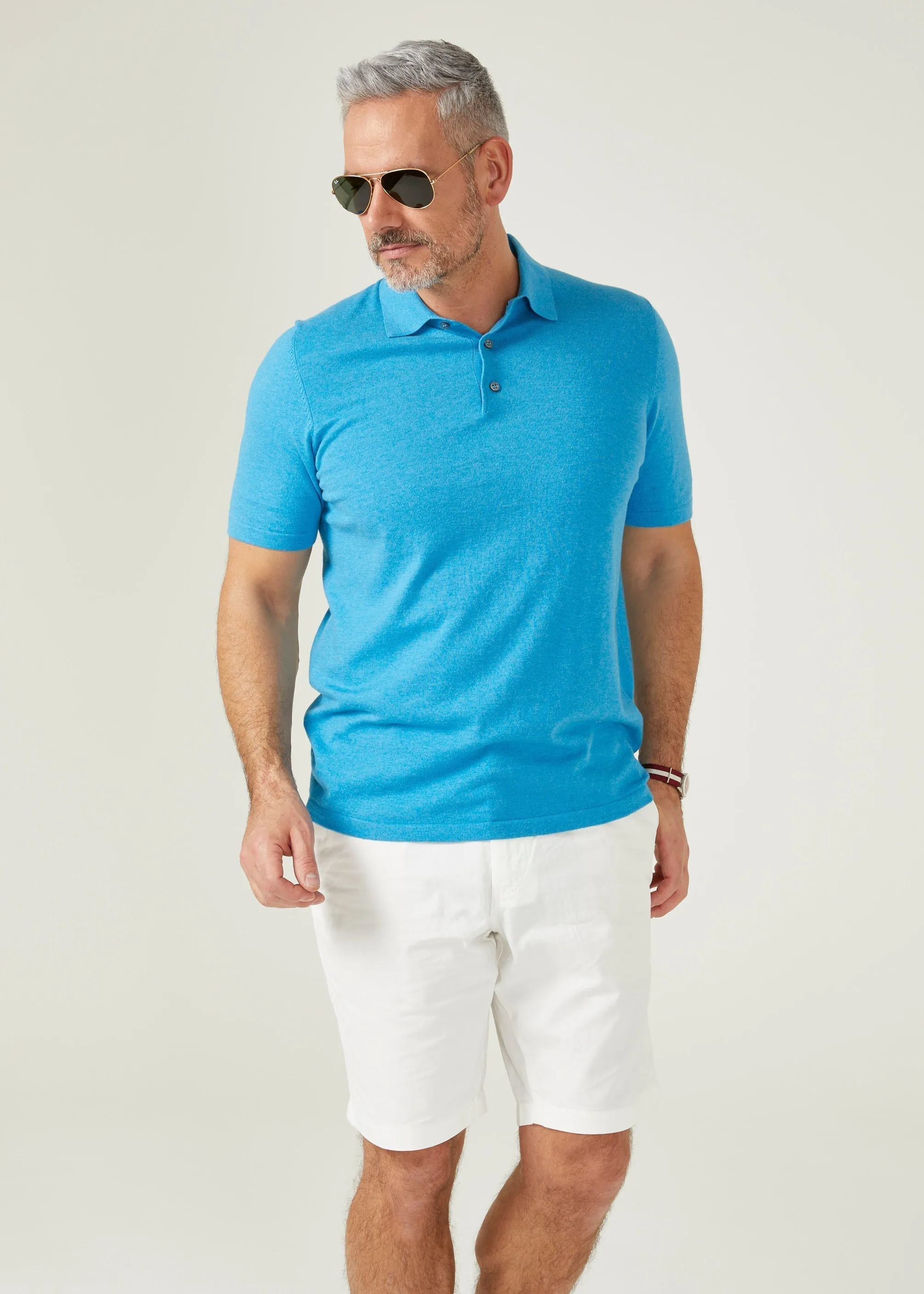 Halstead Luxury Cotton Polo Shirt In Malibu