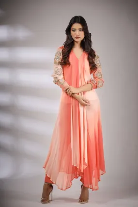 Haseena leheriya set in peach