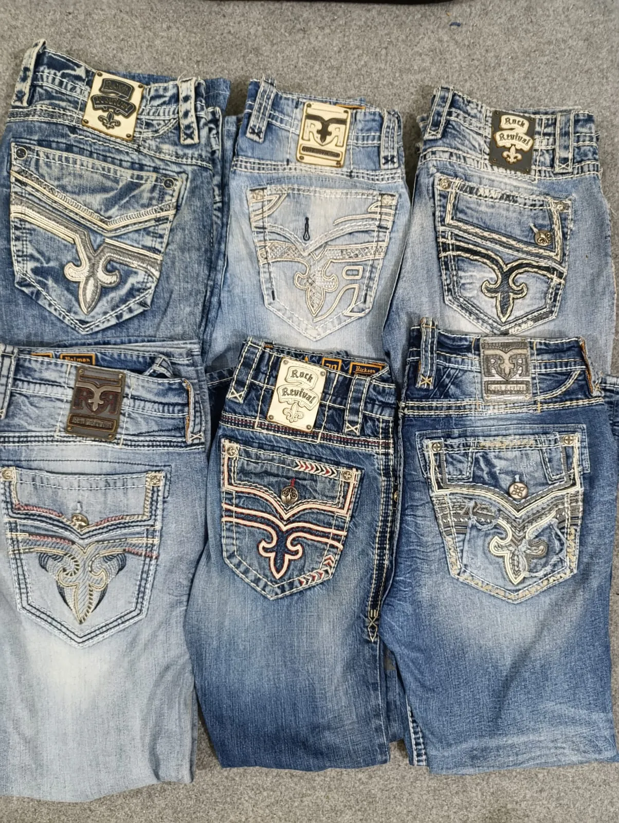 HD129 Men Vintage Rock Revival Jeans - 15 pcs