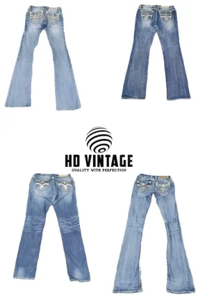 HD310 Ladies Y2K Rock Revival Straight and Flared Jeans - 20 pcs