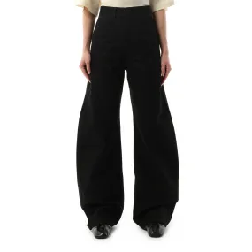 High Waisted Curved Pants in Black