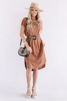 Huntington Beach Happy Hour Midi In Brown