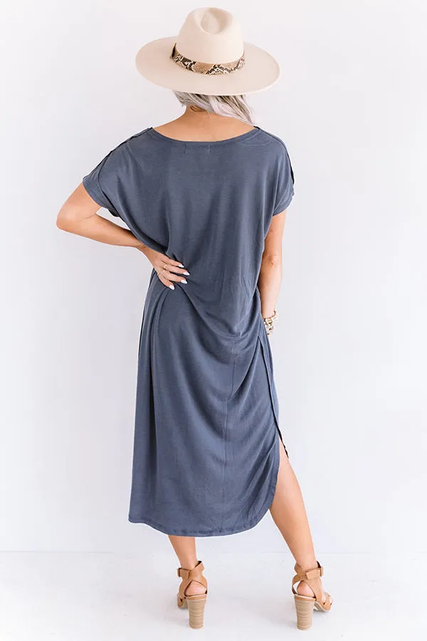 Huntington Beach Happy Hour Midi In Navy