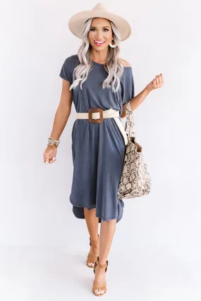 Huntington Beach Happy Hour Midi In Navy