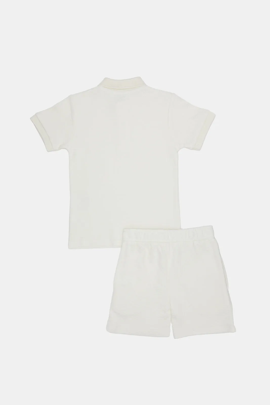 Infant Boys Cream Drop Needle Jacquard Set (2 Piece)