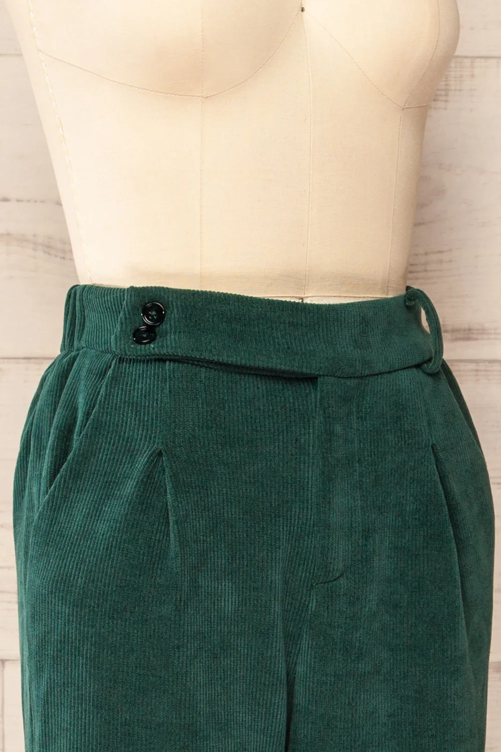 Jakarta Green | Corduroy High-Waisted Pants