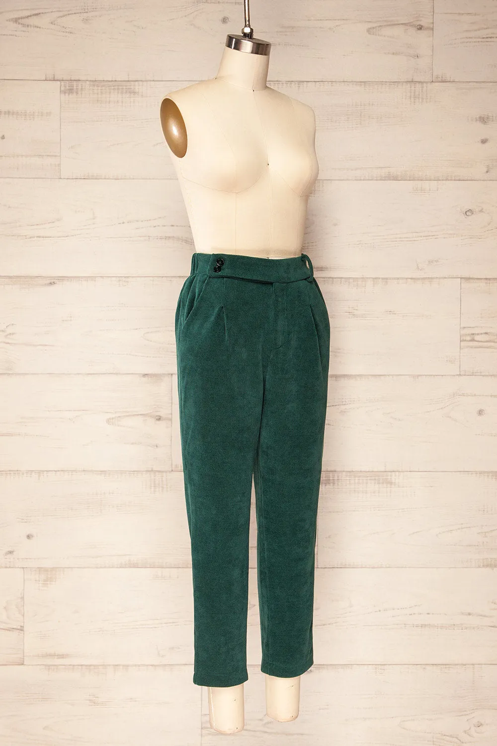 Jakarta Green | Corduroy High-Waisted Pants