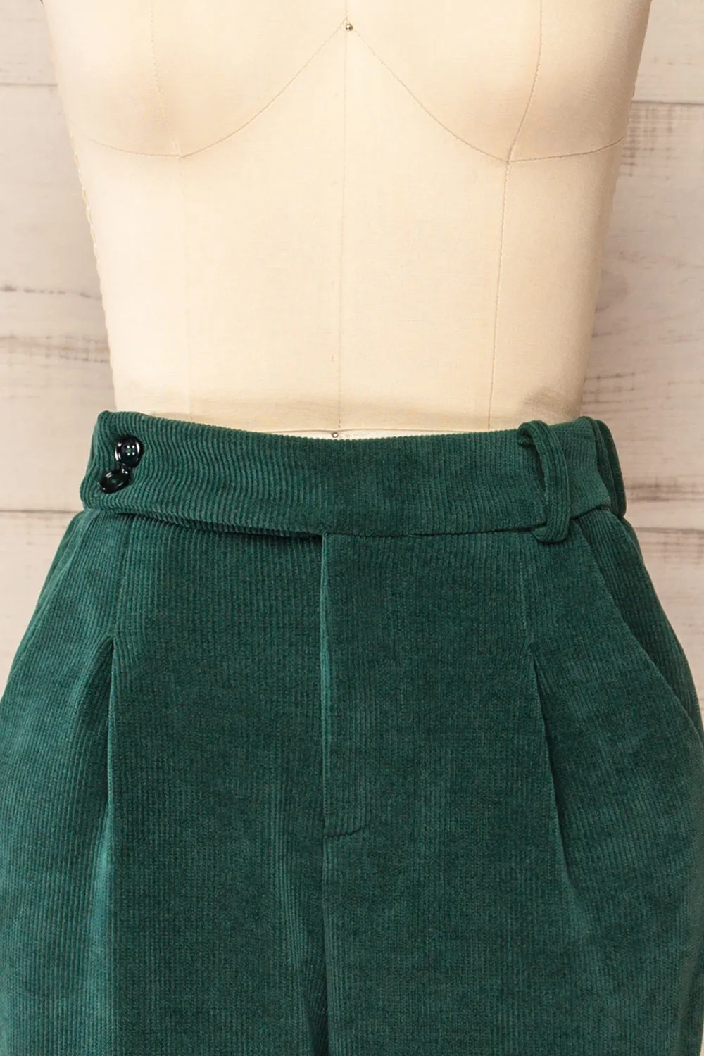 Jakarta Green | Corduroy High-Waisted Pants