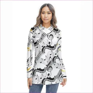 Keys Womens Long-sleeved Heap-neck Slim Casual Tunic Blouse