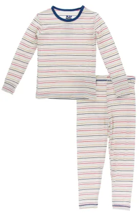 KicKee Pants Everyday Heroes Multi Stripe L/S Pajama Set