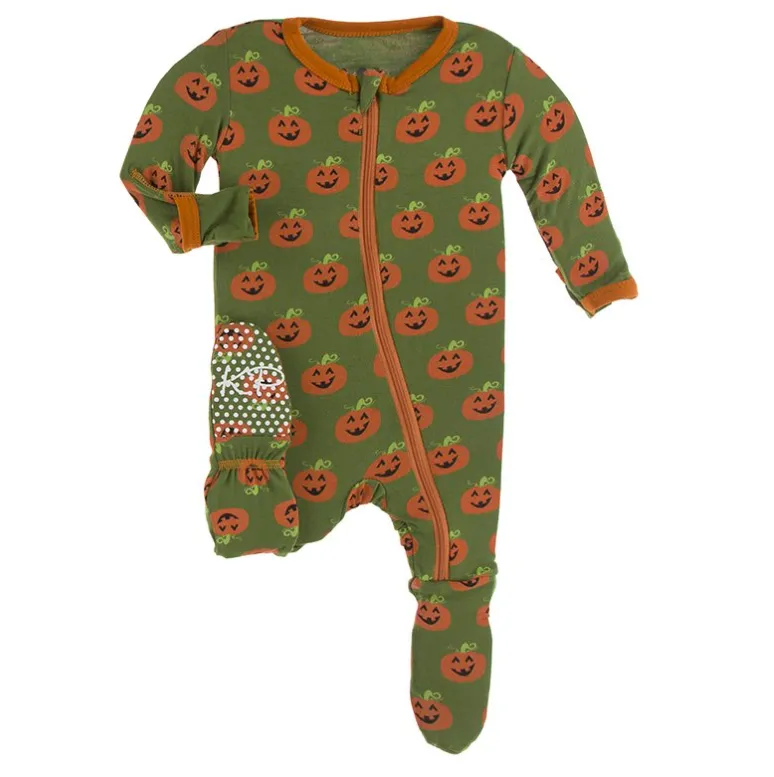 Kickee Pants Moss Jack O'Lantern Footie Pajamas