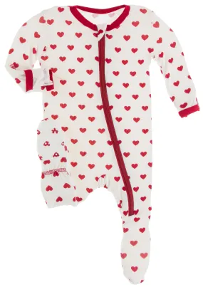 KicKee Pants Natural Hearts Footie with Zipper